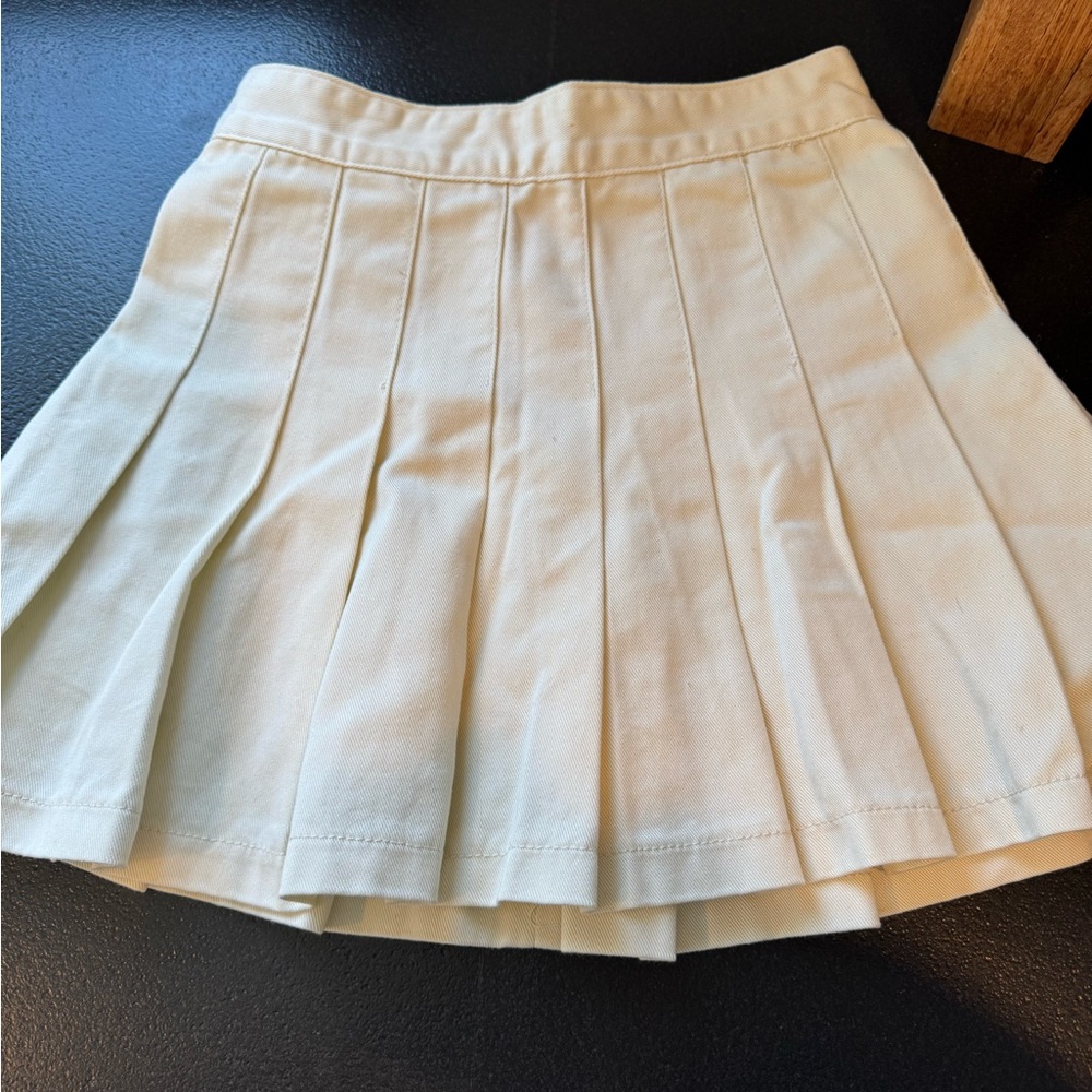 Classic Cream Pleated Skirt